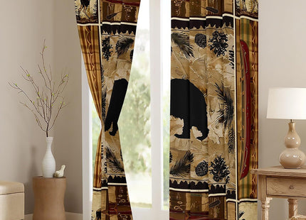 Feelyou Black Bear Curtains Rustic Cabin Decor Window Drapes Treatments for Kids Boys Girls Forest Animals Window Drapes Elk Wildlife Hunting Window Treatments, 52W X 84L,2 Panels