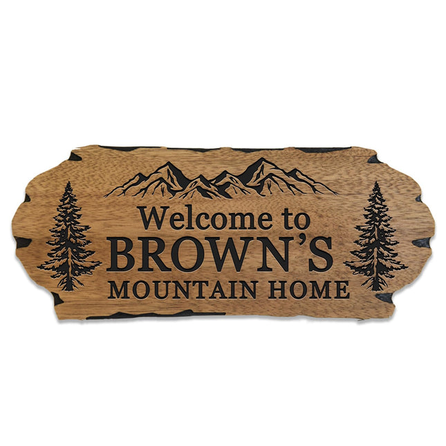 Personalized Cabin Sign - Rustic Wood Welcome Sign for Outdoor & Home Wall Decor - Customizable Farmhouse Decor, Backyard Sign & 3D Carving Wood Sign.3D carved decorative wooden plaques.