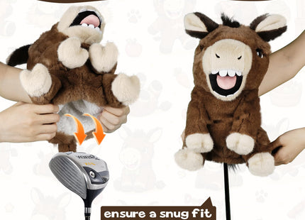 Driver Headcover Funny Golf Headcover Animal Golf Club Head Covers Gorilla Alces Moose Mammoth Design Black Plush Golfing Gifts for Men Women Golfer Fits up to 460CC Driver Head