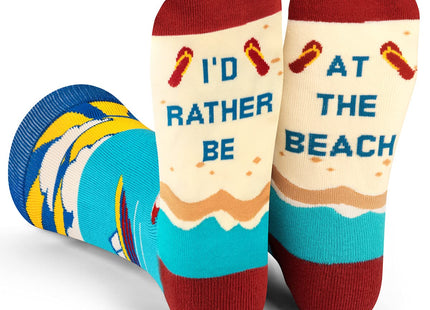 I'd Rather Be At The Beach Fun Nautical Socks Ocean Gift for Men and Women