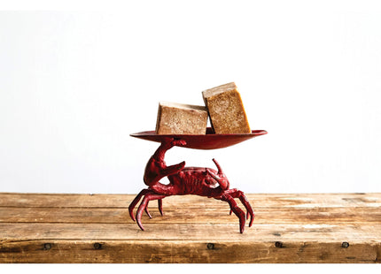 Distressed Red Decorative Cast Iron Crab Shaped Dish