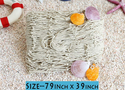 Natural Fishing Net Decor with Shells 79 Inch Beach Theme Decor for Party Home Bedroom Wall Hanging Fish Net Decorations