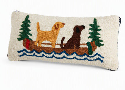 Mud Pie Canoe Hook Wool Pillow, Rustic Lodge Cabin Throw Pillow Decor