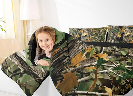 Erosebridal Camo Bedding Set Full Size Cabin Lodge Forest Woods Comforter Set for Teens Adult Men Bedroom, Rustic Farmhouse Bedding Comforter Sets Hunting Tree Camouflage Themed Quilt, Brown Green