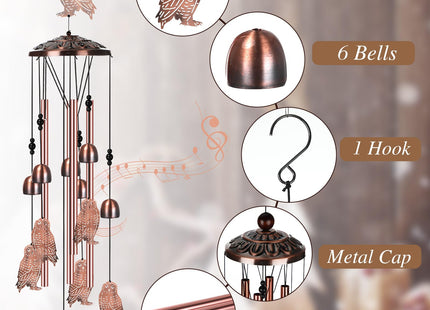 Briwooody Owl Wind Chimes for Outside Christmas Owl Gifts