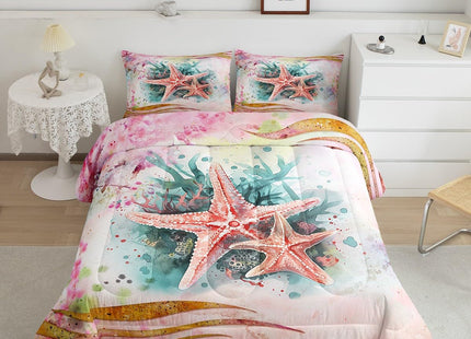 Erosebridal Ocean Theme Comforter Set, Girly 3D Starfish Bedding Comforter Sets, Girls Cherry Blossom Flowers Bedding Set, Kids Marine Life Duvet Insert, Japanese Style Quilted Duvet, Twin