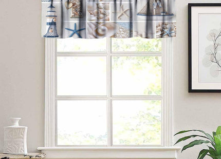 SXXLDNG Nautical Curtain Valance for Windows Living Room Kitchen Farmhouse, Coastal Lighthouse Starfish Short Rod Pocket Tier Curtain Window Treatment, 1 Panel 54x18