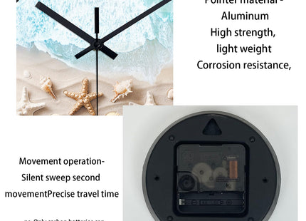 XNM Modern Coastal Glass Wall Clocks Battery Operated 12 Inch