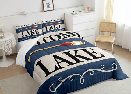 jejeloiu Lake House Paddle Relax Comforter Set Twin Size Kids Boys
