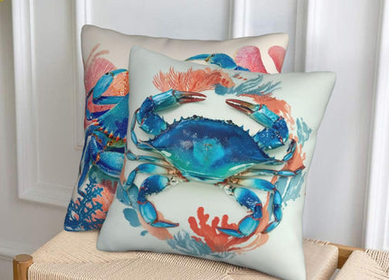 Czvixsa Coastal Crab Throw Pillow Covers 2pcs Soft Cushion Cases Holiday Farmhouse Home Decor for Sofa Bed Couch Porch 18x18 Inch