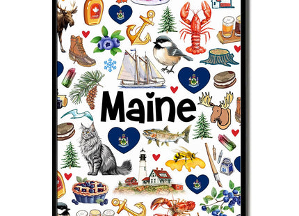 Lotacy Maine Travel Poster Wall Art, Home Office Wall Decoration, State Themed Home Decor Gift - 24x36 Inches
