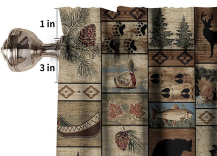 Djaby Retro Rustic Deer Valance Curtains, Bear Wildlife Pine Tree Farmhouse Lodge Cottage Hunting Country Style Valance Curtains for Bedroom Living Room 54x18inch