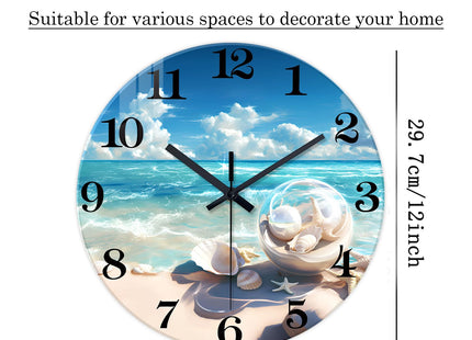 XNM Coastal Wall Clock Battery Operated 12 Inch