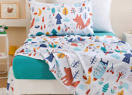 Homilay Toddler Size Cute Fox Comforter Set for Kids, Toddler, Boys&Girls, 4 Pieces Bed-in-a-Bag Bedding Set, All Season Ultra Soft Oeko TEX Sheets Set with Comforter, (Forest)