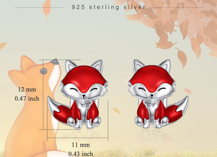 Shusukue Fox Earrings 925 Sterling Silver Fox Stud Earrings Cute Animals Stud Earrings Fox Birthday Jewelry Gifts for Women