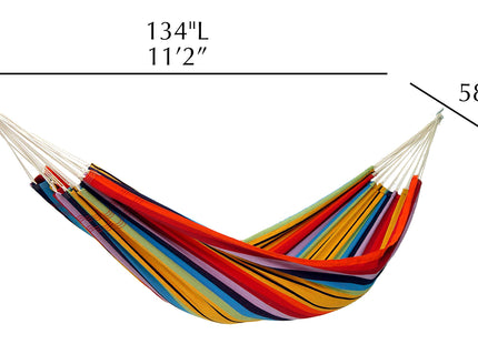 BYER OF MAINE Barbados Hammock, Authentic Brazilian, Rainbow, Recycled Cotton/Polyester Blend, 134" L x 58" W, Holds up to 330lbs