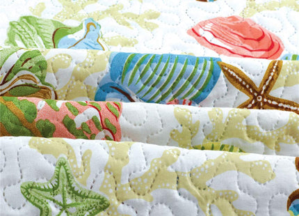 Quilt Set King Size Beach Bedding King Bedspread Coverlet Coastal Ocean Quilt Summer Lightweight Bedspread Beach Quilt Bed Spread Starfish Conch Decor Soft Home Reversible Bedding
