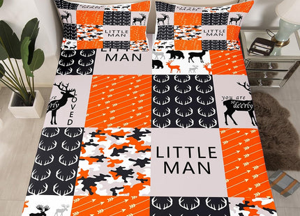 Feelyou Deer Sheet Set Camouflage Deer Elk Sheets with Deep Pocket Fitted Sheet for Kids Boys Girls Antlers and Arrows Bed Sheets Set Check Plaid Hunting Bedding Set Bed Set Full Size