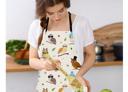 Owl Gifts for Women Kitchen Utensils Set - Bamboo Cooking Spoons Apron