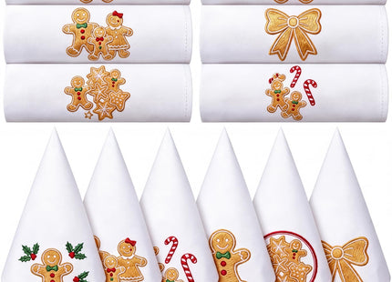HunnmingRe 12 Pcs Gingerbread Christmas Cloth Napkins Set, 17x17 Inch