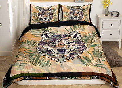 Erosebridal Fox Duvet Cover Twin Size Woodland Camo Comforter Cover Army Green Camouflage Wild Animal Bedding Set for Boys Teen Men,Wildlife Nature Tree Branch Quilt Cover with 1 Pillow Case