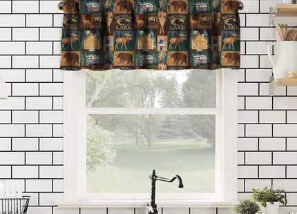 Rustic Farmhouse Valance Curtain, Vintage Cottage Country Style Rustic Cabin Fishing Windows Valance for Bedroom Living Room Cafe Office 54x18 Inch