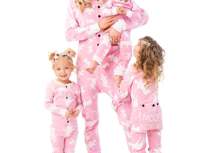 Lazy One Flapjacks, Matching Christmas Pajamas for Familes (Classic Moose Pink,2X)