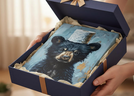 Funny Bathroom Bear Canvas Wall Art, Black Bear with Paper Poster Print Artwork, Humor Animal Painting Picture Wall Decor, for Kids Restroom, Cabin, Bathroom, Home Decoration, 12x16in