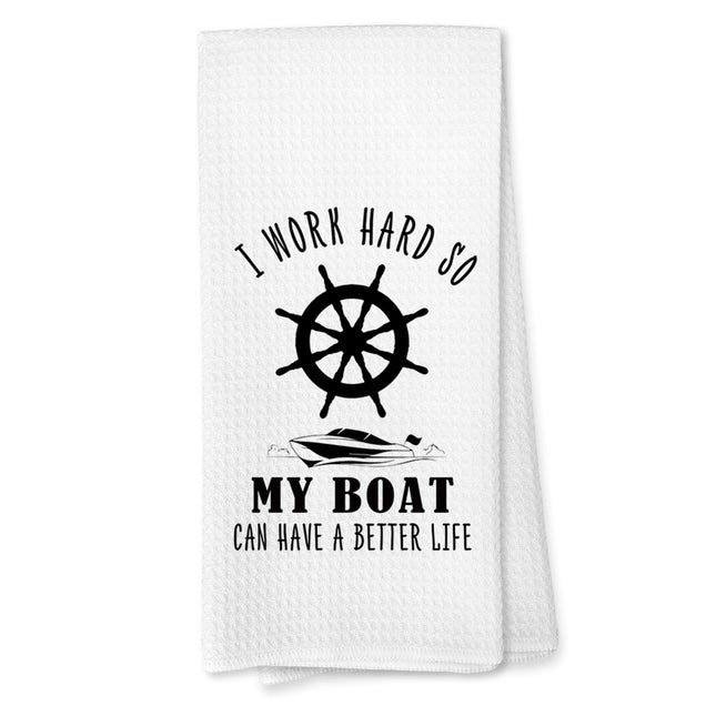 Voatok Nautical Coastal Kitchen Towels, Gifts for Boat Owners Captain, Boat Decor Dish Tea Towels for Kitchen, Nautical Coastal Hand Towels for Bathroom Decor, 16x24 Inches