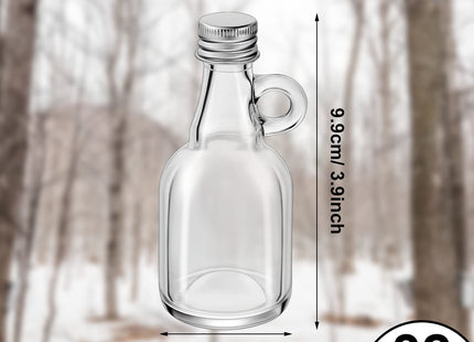 Suclain 32 Pcs Small Maple Syrup Bottles Glass with Handle Lids, 1.7oz