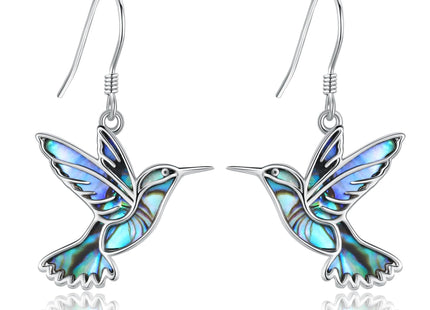Hummingbird Earrings Abalone Shell 925 Sterling Silver Bird Earrings Dangle Hummingbird Jewelry Gifts for Women Mom Hummingbirds Lovers