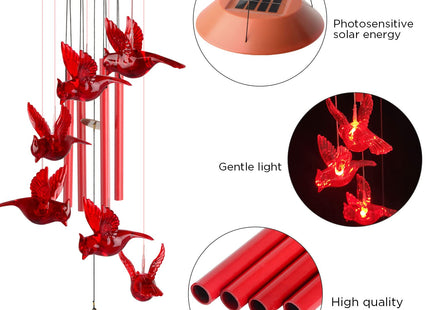 Cardinal Wind Chimes for Outside Mother Gift Red Cardinal Gifts for Women Memorial Chimes for Mom Solar Red Bird Solar Lights for Loss of Loved One Garden Cardinal Decor