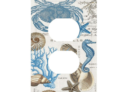 Annisrak Outlet Covers Nautical Print With Shells Crab Seahorse 1 Gang Duplex Light Switch Cover Plate Decorative Switch Plate Covers Electrical Socket Cover For Home Cabin Decor
