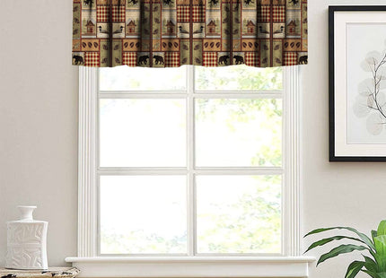 GoDazzling Retro Rustic Kitchen Curtain Valance, Animal Moose Deer Bear Duck Leaf Tree Country Farmhouse Style Window Valance, for Bedroom Living Room Cafe Bathroom W54xL18in 1 Panels
