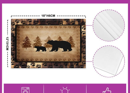 jejeloiu Bear Placemats Set of 4,Wild Animal Table Place Mats,Rustic Cabin Country Nature Wildlife Bear Brown Black Placemat for Kitchen Dining Table Decoration Indoor Outdoor 18"x12"