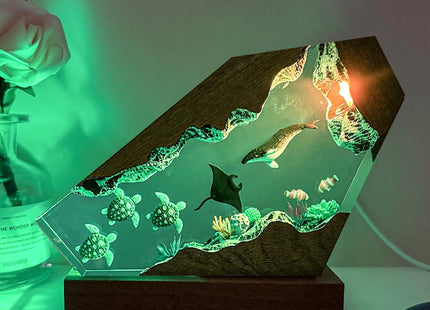 Humpback Whale Ocean Resin Lamp, Handmade Resin Night Light for Home Decor