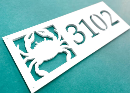 Horizontal Crab Address Sign, Weatherproof PVC Coastal House Numbers, Beach House Address Plaque, Outdoor Nautical Home Decor, Housewarming Gift