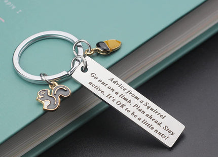 Scwasen Animal Squirrel Keychain for Women Squirrel Jewelry Advice from a Squirrel Gifts for Squirrel Lovers Gift Nature Lovers