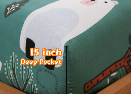 JSD Green Forest Animals Kids Twin Sheet Set 3 Piece