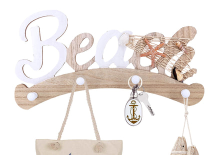 NAUTIMALL 16" Beach Nautical Coat Hook Bathroom Wall Hook Rack Towel Hanger Hanging Plaque for Garden Indoor Outdoor Kitchen Coastal wall Decor for Home entryway