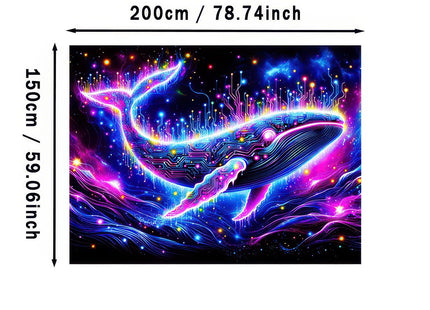 BlissYard Blacklight Tapestry Cosmic Whale Neon Wall Art 78 x 59 Inch