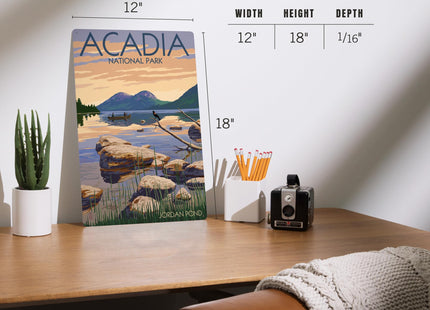 Lantern Press Acadia National Park, Maine, Jordan Pond, 12x18 Inch Aluminum Sign, Indoor or Outdoor Use