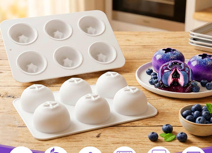 2Pack Blueberry Silicone Mold for Mousse Cake,Fruit Pudding Blueberry Molds
