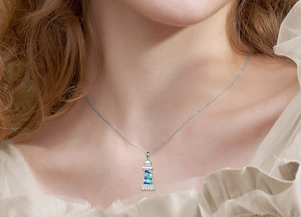 ONEFINITY Lighthouse Necklace for Women Sterling Silver Lighthouse Pendant Necklace Birthday Jewelry Gift for Lover (Abalone shell)