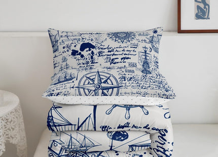 jejeloiu Anchor Decor Themed Ocean Comforter Set Queen Size Kids Boys