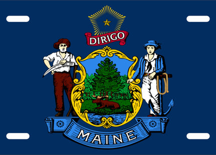 DMSE Maine State Flag License Plate - 11.99''x5.99''- Premium Textured Finish Front Bumper Tag - Heavy-Duty Aluminum, UV-Resistant & Made in USA.