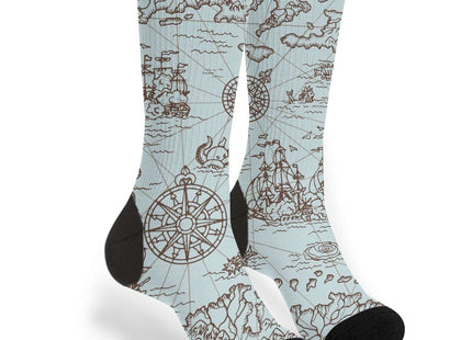 Jedenkuku Nautical Pirate Old Map Retro Novelty And Funny Socks For Men And Women