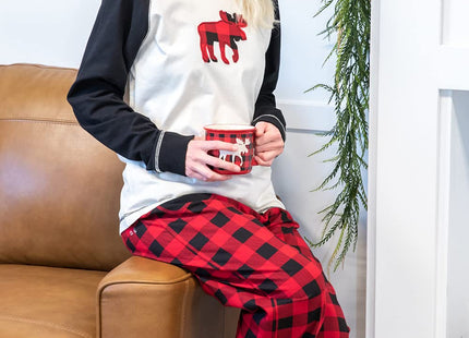LazyOne Pajamas for Women, Cute PJ Long Sleeve Top Separates Moose Plaid 2X