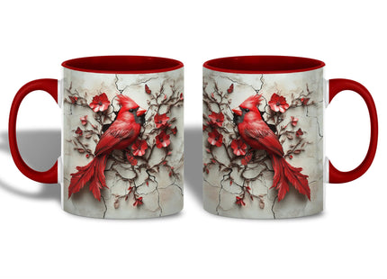 ANOVRA Red Cardinal Coffee Mug, Cardinal Bird Mug for Bird Lovers, Floral Branch Butterfly Kitchen Office Decor, Accent Ceramic Cup Printed Both Sides for Coffee Tea Cocoa