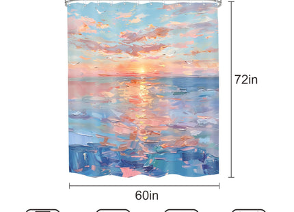 Mitpok Beach Ocean Beachy Abstract Blue Coastal Bathroom Shower Curtain Set